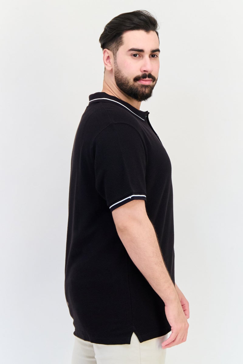 Celio Men Regular Fit Solid Short Sleeve Polo Shirt, Black - Image 2